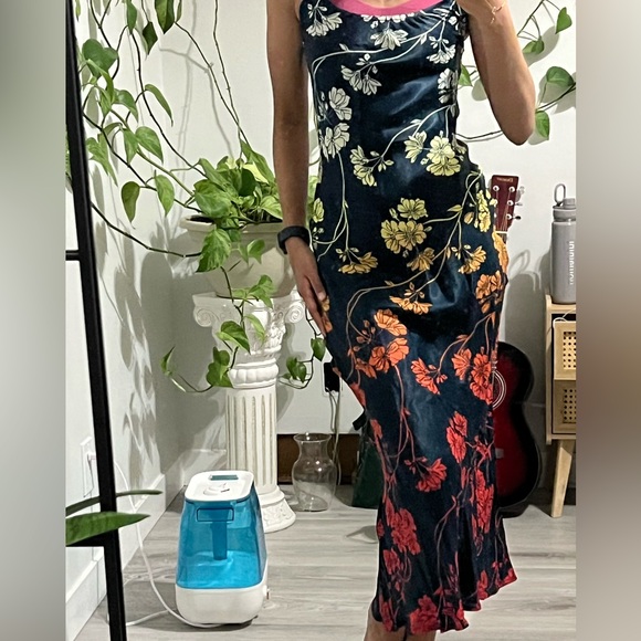Anthropologie Navy Floral Maxi Dress - Picture 2 of 3